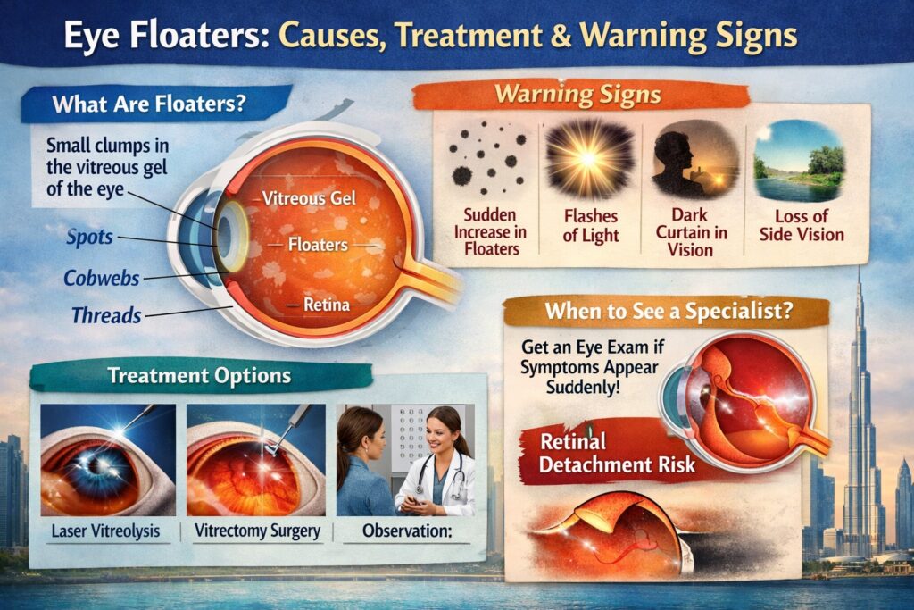 Warning signs of retinal detachment – flashes and floaters"